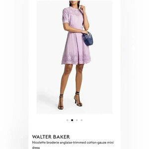 WALTER BAKER
Nicolette broderie anglaise-trimmed mini
dress NEW WITH TAG